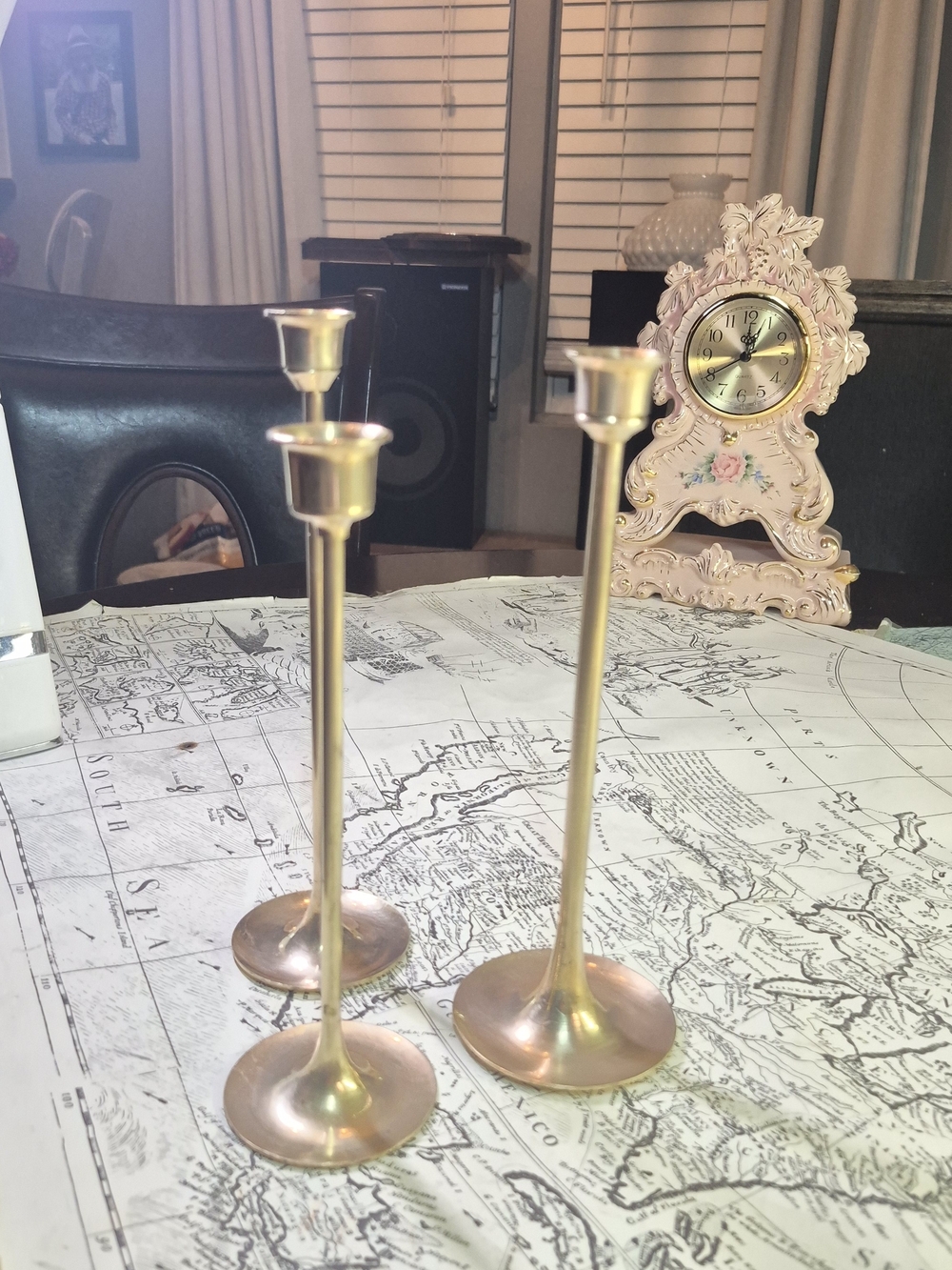Brass Finish Tall Taper Candle Holders - Set of 3